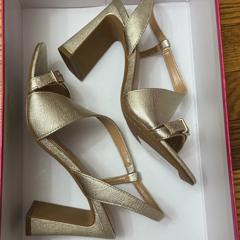 Vince Camuto Adesie Slingback Gold Strappy Heels